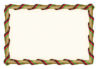 Horizontal  frame and border with Malawi flag
