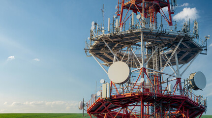 radio and television mast with mobile telephony antennas