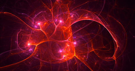 3D rendering abstract multicolor fractal light background
