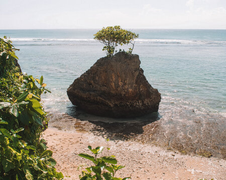 Rock formation on Binging beach, Bali