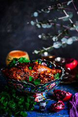 Obraz na płótnie Canvas Persian Honey Glazed Chicken and Jeweled Rice