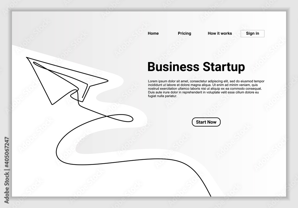 Poster continuous line drawing of paper airplane. vector business icon message illustration with quote temp