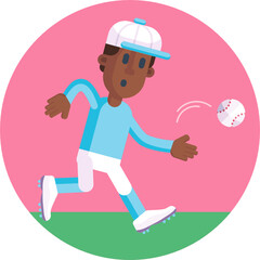 Baseball, softball sport game vector flat icons. Ball, bat, field, helmet, pitching machine, catcher mask. Linear signs set, championship pictograms with editable stroke for event, equipment store. 