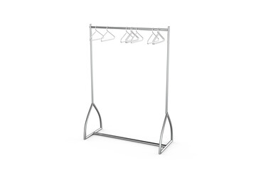 Metal Clothing Display Rack Garment Shop Store Fixtures Retail Display Stand for Hanging Clothes. 3d illustration