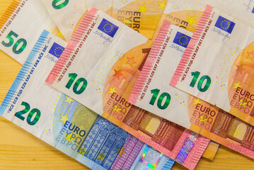 Pile of euro banknotes as background