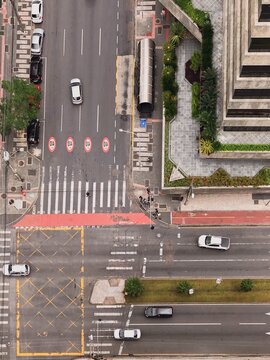 Top view of Cars on road