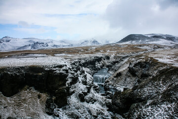 Winter landscape in southern Iceland, Northern Europe