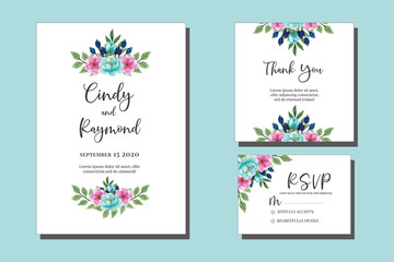 Obraz na płótnie Canvas Wedding invitation frame set, floral watercolor hand drawn Peony Flower design Invitation Card Template 