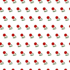 Seamless berry pattern. Suitable for fabric, wallpaper, notebooks, planners, brochures, books, catalogs, etc. Scalable to any size. Vector illustration. Red berry on a white background.