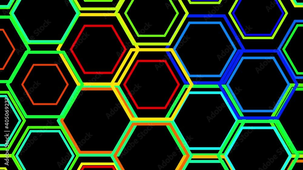Poster isolated black background. futuristic technology design. abstract mesh of moving hexagons. honeycomb
