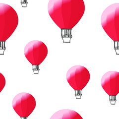 balloons isolated on white background. Seamless pattern