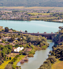 Lake with houses in Arcos de la Frontera in Spain