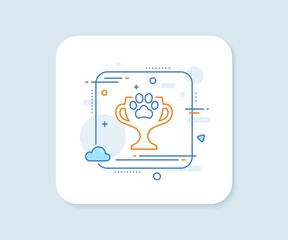 Dog competition line icon. Abstract square vector button. Pets award sign. Champion winner cup symbol. Winner cup line icon. Quality concept badge. Vector