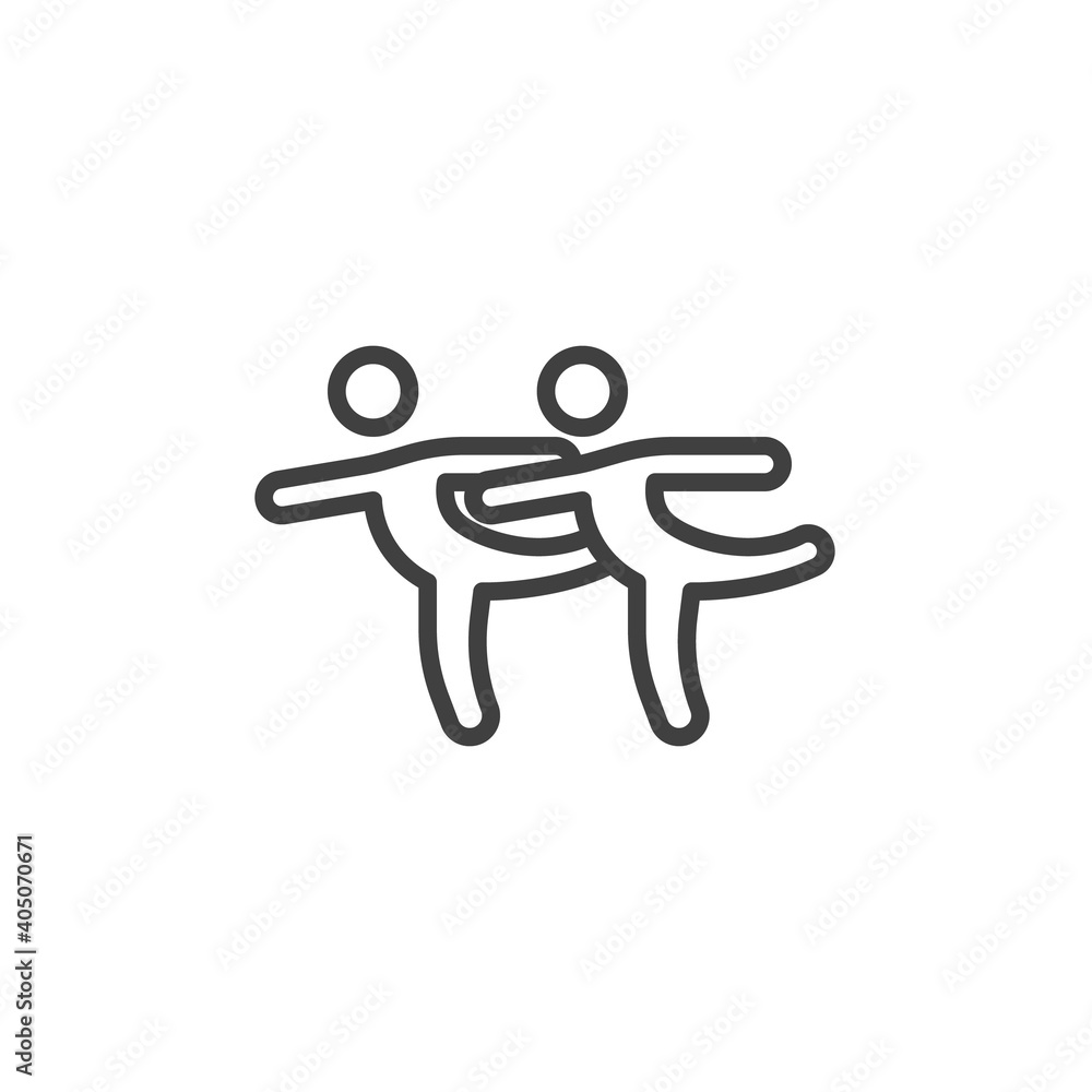 Poster figure skating line icon. linear style sign for mobile concept and web design. figure dancer outline