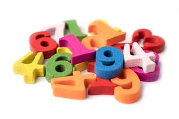 Math number colorful on white background, education study mathematics learning teach concept.