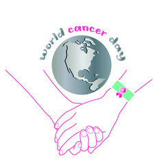 vector world cancer day with hands holding
