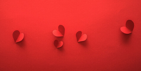  Valentine's Day banners, herats paper art style on red paper