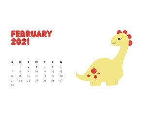 Fototapeta premium 2021 Dinosaur Calendar, Dino Calendar 2021, Kids Room Wall Art, Sunday Start Printable Calendar, Monthly Landscaped Calendar for Kids