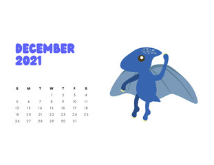 2021 Dinosaur Calendar, Dino Calendar 2021, Kids Room Wall Art, Sunday Start Printable Calendar, Monthly Landscaped Calendar for Kids