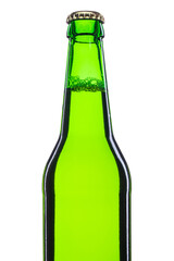  500ml green bottle with cold beer isolated on white background