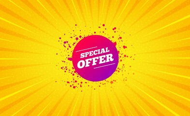 Special offer sticker. Yellow background with offer message. Discount banner shape. Sale coupon bubble icon. Best advertising coupon banner. Special offer badge shape. Abstract background. Vector