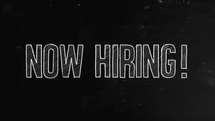 Now hiring concept written on blackboard - Powered by Adobe