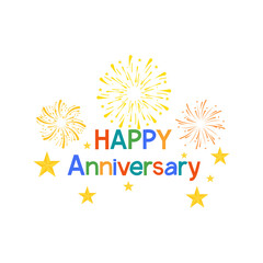 Happy anniversary on white background.