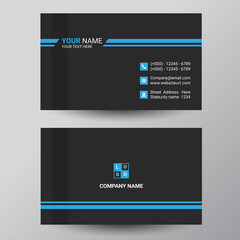 Fototapeta na wymiar Simple Business Card Template Design With Blue Shapes