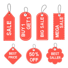 Set of price tags on white background.