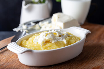 Hosmerim; traditional cheese halva with clotted cream.