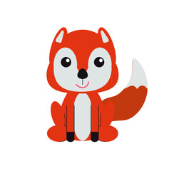 children's drawing of baby fox on white background