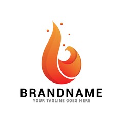 Eagle bird logo clad in elegant flames icon vector template.