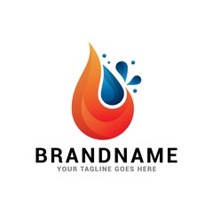 Fire water logo abstract icon vector template.