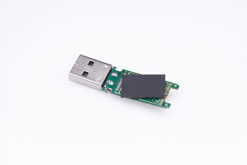 broken dissasambled usb flash memory stick