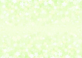花が咲く新緑の和紙テクスチャーの背景 no.01