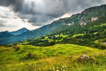 Fototapeta premium Beautiful day in the mountains(Serra Cavallera, Catalan Pyrenees Mountains, Spain)