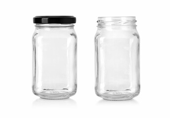 Close empty glass jar for food and canned food