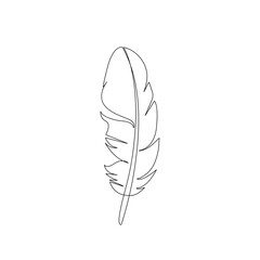 Feather Continuous One Line Drawing. One Line Feather Abstract Illustration. Minimalist Design. Abstract Contour Drawing. Vector EPS 10