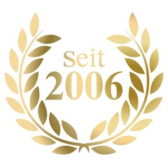 Seit Jahr 2006 Goldlorbeerkranz mit deutschem Text Vektor auf weißem Hintergrund