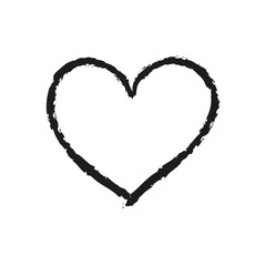 Fototapeta na wymiar Vector Heart shape frame with brush painting. Chalk drawn heart