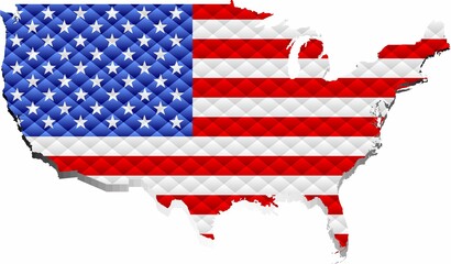 Mosaic Map of the USA - Illustration, 
Three Dimensional Map of USA