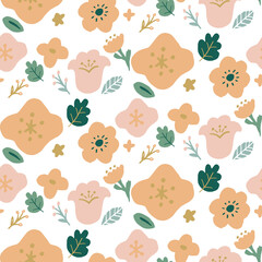 Fototapeta premium Hand drawn flower seamless pattern vector illustration