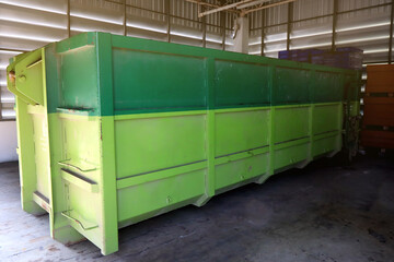 Industrail waste bin in the waste warehouse within the factory.