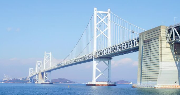 The Great Seto Bridge.  It is a series of double deck bridges connecting Okayama and Kagawa prefectures in Japan across a series of five small islands in the Seto Inland Sea.