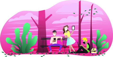 social distancing prevent covid-19 corona virus mask society vector
