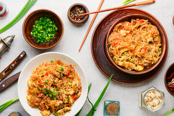 Funchoza dish of Asian cuisine