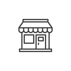 Store front line icon. linear style sign for mobile concept and web design. Shop supermarket outline vector icon. Symbol, logo illustration. Vector graphics