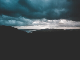 Dark Clouds over the mountains in the Lake District, UK.
