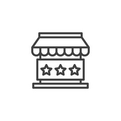 Shop rating line icon. linear style sign for mobile concept and web design. Store feedback stars outline vector icon. Symbol, logo illustration. Vector graphics