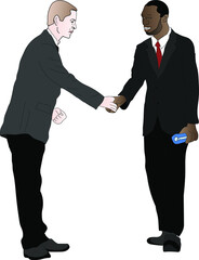 Fototapeta premium African American man in a suit and shirt. A dark-skinned businessman holds a phone in his hands.